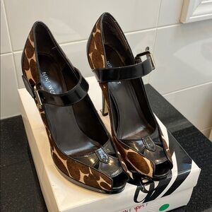 Nine West Black and Brown Animal Print Heels